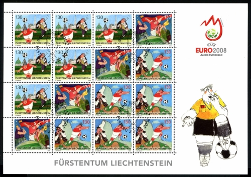 Liechtenstein ZD-Kleinbogen MiNr. 1479-81 Ersttagssonderstempel Fußballl