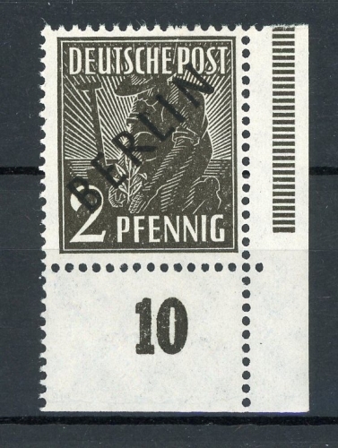 Berlin MiNr. 1 postfrisch Eckrand unten rechts