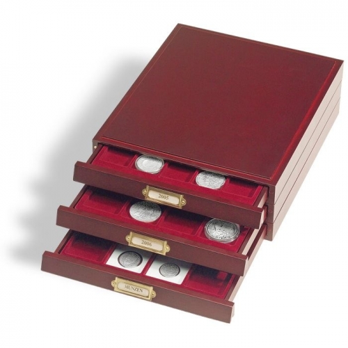 Leuchtturm 1 Lignum Münzenbox aus Holz für 30 gekapselte 10€/DM Münzen Neu 30296