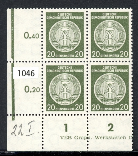 DDR 4er Block Dienst MiNr. 22 xI XI postfrisch geprüft Weigelt
