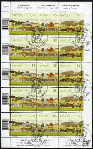 Schweiz Kleinbogen MiNr. 2118-20 Ersttagssonderstempel Viehabtrieb 2009