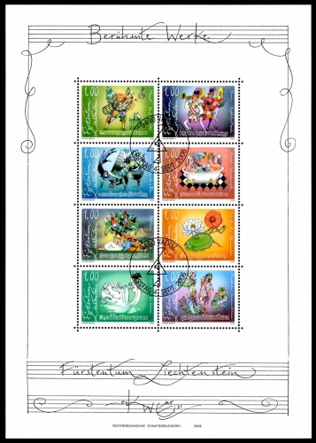 Liechtenstein ZD-Kleinbogen MiNr. 1416-1423 Ersttagssonderstempel Musik