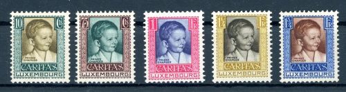 Luxemburg MiNr. 227-31 mit Falz Caritas