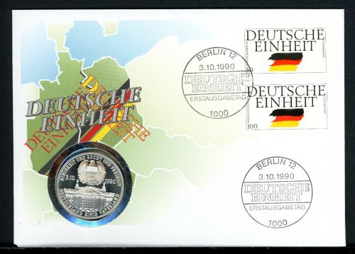 Bund 1990 Medaille versilbert Deutsche Einheit ST