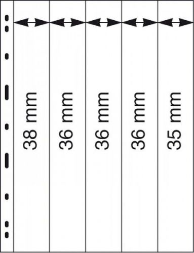 Lindner UNIPLATE Blätter Glasklar mit 5 Streifen, vertikal 085 (5er Pack) Neu