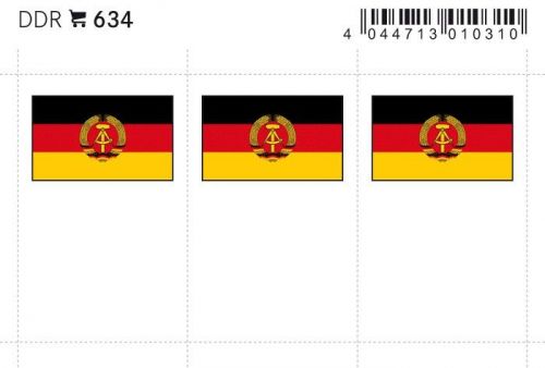 Lindner Flaggensticker DDR (6er Pack) 634 Neu