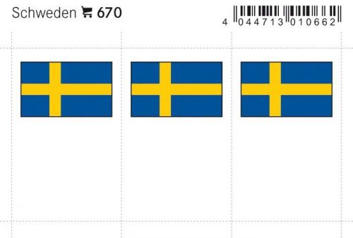 Lindner Flaggensticker Schweden (6er Pack) 670 Neu