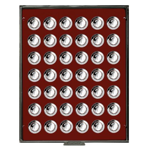 Lindner Münzbox Dunkelrot Rauchglas 2705 Neu