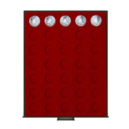 Lindner Münzbox Dunkelrot Rauchglas 2704 Neu