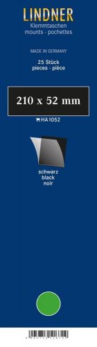 Lindner Klemmstreifen Schwarz 210 x 52 mm (25 Stück) HA1052 Neu