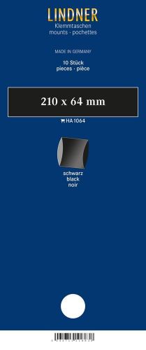 Lindner Klemmstreifen Schwarz 210 x 64 mm (10 Stück) HA1064 Neu
