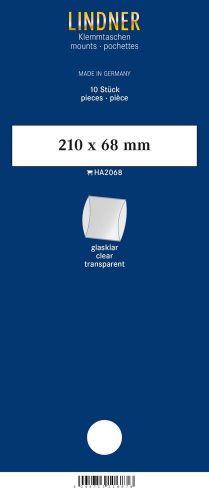 Lindner Klemmstreifen Klar 210 x 68 mm (10 Stück) HA2068 Neu