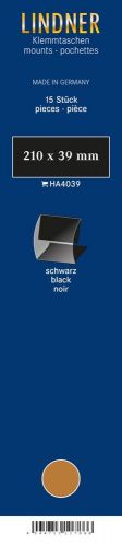 Lindner Klemmfix Streifen Schwarz 210 x 39 mm (15 Stück) HA4039 Neu