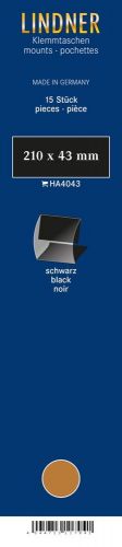 Lindner Klemmfix Streifen Schwarz 210 x 43 mm (15 Stück) HA4043 Neu