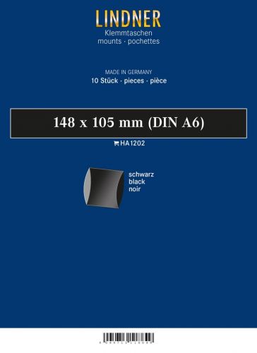 Lindner Blockstreifen Schwarz 148 x 105 mm (10 Stück) HA1202 Neu