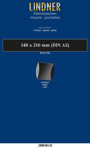 Lindner Blockstreifen Schwarz 148 x 210 mm (6 Stück) HA1206 Neu