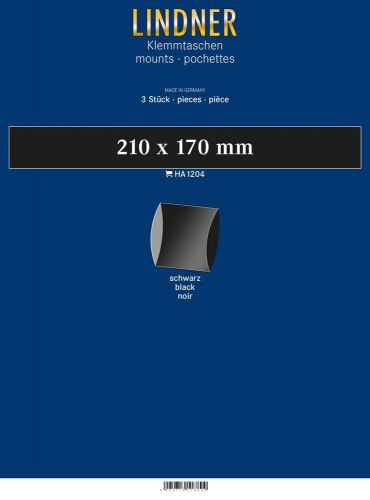Lindner Blockstreifen Schwarz 210 x 170 mm (3 Stück) HA1204 Neu