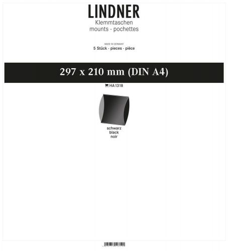 Lindner Blockstreifen Schwarz 297 x 210 mm (5 Stück) HA1318 Neu