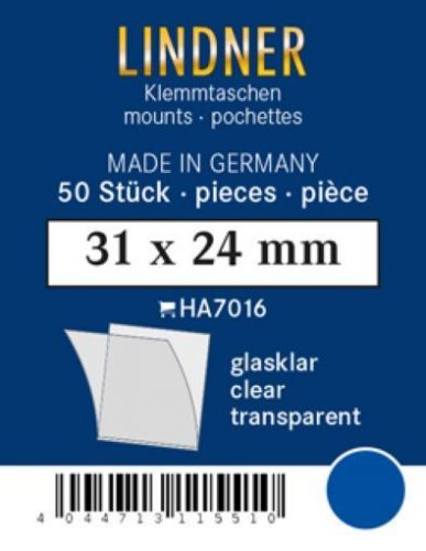 Lindner Klemmtaschen-Zuschnitte Klar 31 x 24 mm (50 Stück) HA7016 Neu