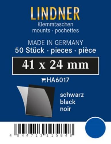 Lindner Klemmtaschen-Zuschnitte Schwarz 41 x 24 mm (50 Stück) HA6017 Neu