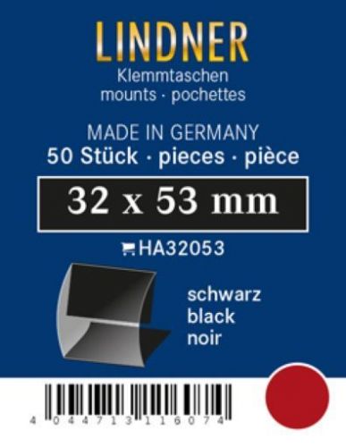 Lindner Klemmtaschen-Zuschnitte Schwarz 32 x 53 mm (50 Stück) HA32053 Neu