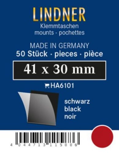 Lindner Klemmtaschen-Zuschnitte Schwarz 41 x 30 mm (50 Stück) HA6101 Neu
