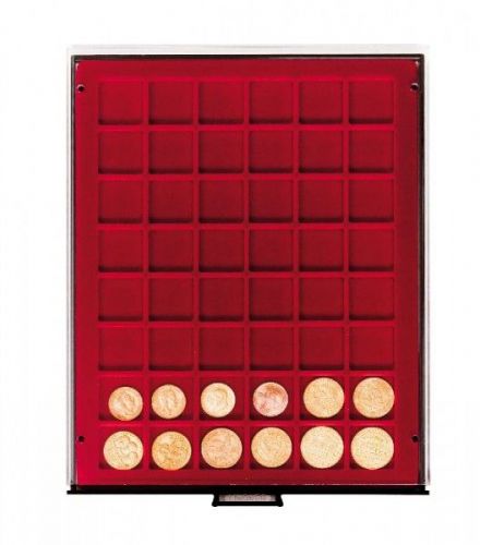 Lindner Münzbox Dunkelrot Rauchglas 2748 Neu