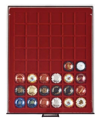 Lindner Münzbox Dunkelrot Rauchglas 2748F Neu