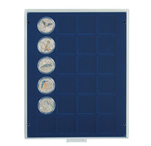 Lindner Münzbox Blau Marine 2124M Neu