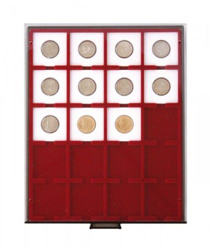 Lindner Münzbox Dunkelrot Rauchglas 2722 Neu