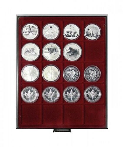 Lindner Münzbox Dunkelrot Rauchglas 2721 Neu
