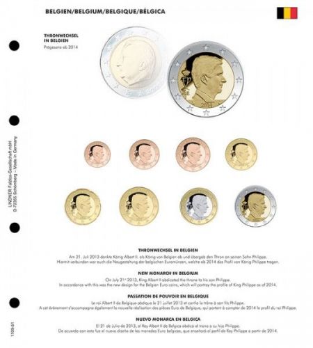 Lindner Vordruckblatt Karat 1109-51 Thronwechsel Belgien Neu