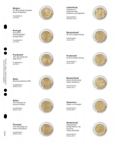 Lindner Vordruckblatt Publica M für 2 Euro-Gedenkmünzen MU2E9 Neu