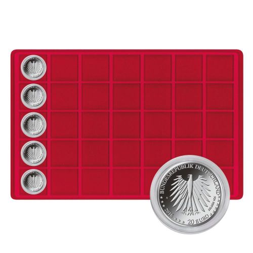 Lindner Münztableau für 35 Münzen bis 39 mm Ø - Rot 2329-35 Neu