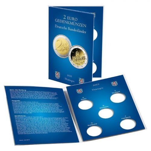 Leuchtturm Münzkarte für 5 dt. 2-Euro-Gedenkmünzen „Thüringen“ 361518 Neu