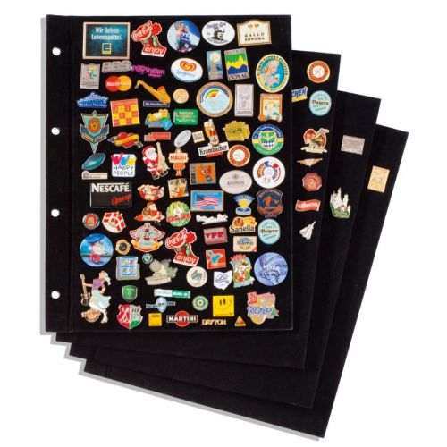 Leuchtturm Tafeln für Pin-Album mit schwarzem Samtbezug (4er Pack) 339966 Neu