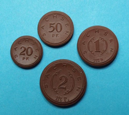 Freistaat Sachsen 1921 20 Pfg. 50 Pfg. 1 Mark, 2 Mark