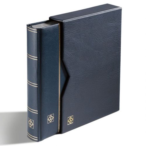 Leuchtturm Einsteckbuch/Kassette Blau PREMIUM, 32 schwarze Seiten 371799 Neu