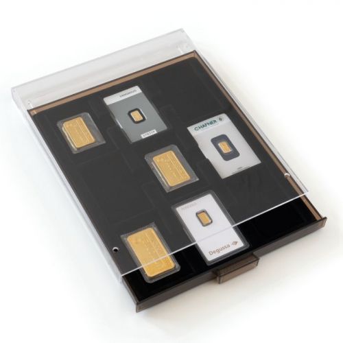 Leuchtturm rauchfarbene Münzbox mit 9 Fächern für Goldbarren 362883 Neu