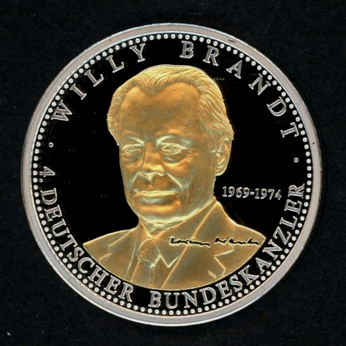 Deutschland Medaille Willy Brandt, versilbert, teilvergoldet PP