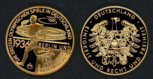 Bund Medaille Olympische Spiele 1936, vergoldet PP