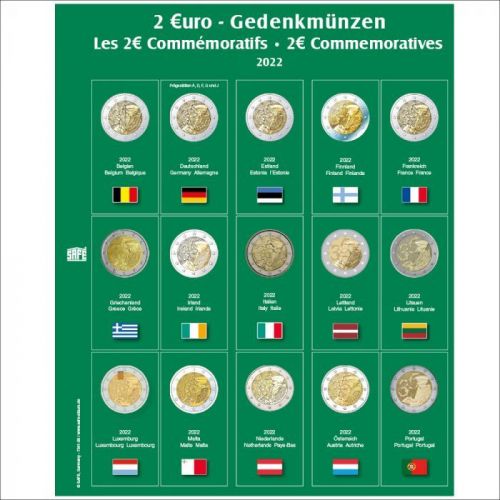 Safe Premium Münzblatt für 2€-Münzen des Jahres 2022 Nr. 7341-30 Neu
