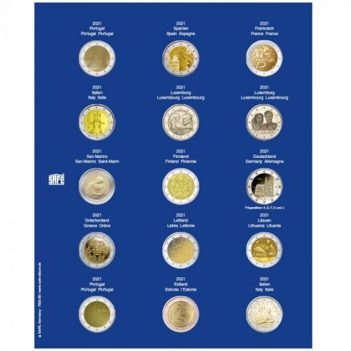 Safe Nachtragsblatt TOPset für 2 Euro Gedenkmünzen (2021) Nr. 7822-28 Neu