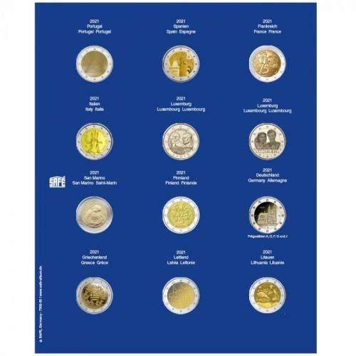 Safe Nachtragsblatt TOPset für 2 Euro Münzen in Kapseln (2021) Nr. 7302-35 Neu