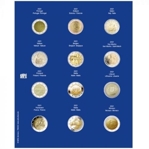 Safe Nachtragsblatt TOPset für 2 Euro Münzen in Kapseln (2021) Nr. 7302-36 Neu