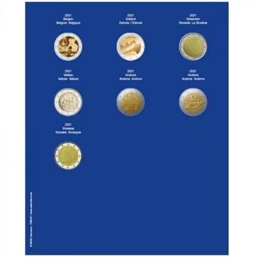 Safe Nachtragsblatt TOPset für 2 Euro Münzen in Kapseln (2021) Nr. 7302-37 Neu