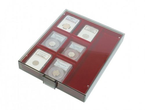 Lindner Sammelbox Dunkelrot Rauchglas 2463 Neu