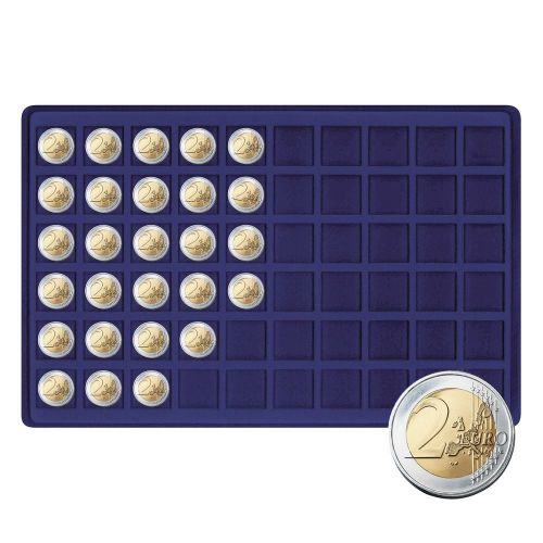 Lindner Münztableau für 60 Münzen bis 27 mm Ø - Blau 2329M-60 Neu