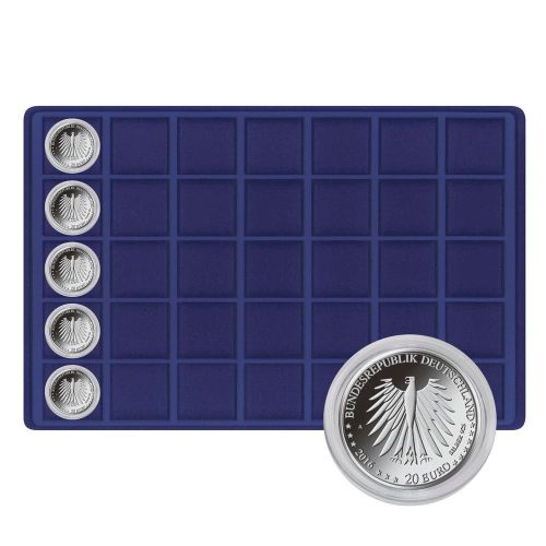 Lindner Münztableau für 35 Münzen bis 39 mm Ø - Blau 2329M-35 Neu