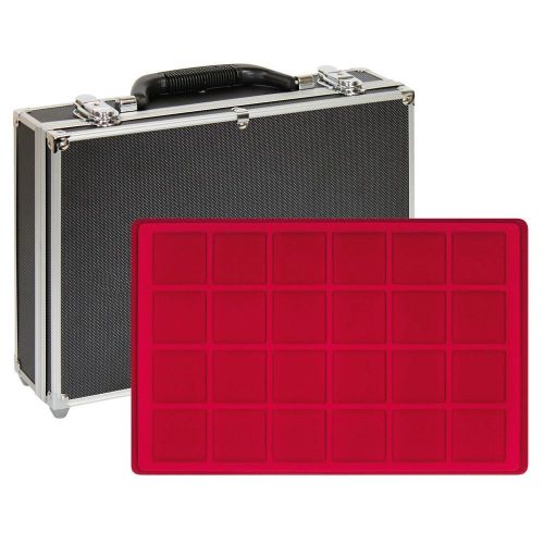 Lindner Münzkoffer 2338-192 mit 8 roten Münztableaus für Münzen bis 45 mm Ø Neu